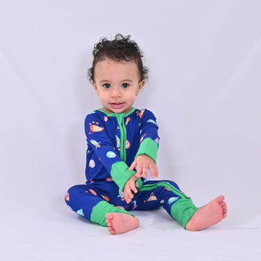 LollyBanks And Beyond Zipper One-Piece Pajama space-themed print