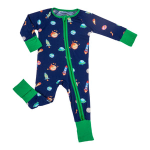 And Beyond Space Baby Bamboo Pajamas, 2 Way Zipper Romper