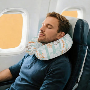 Personalized Floral Stripe Travel Neck Pillow | Custom Name Gift