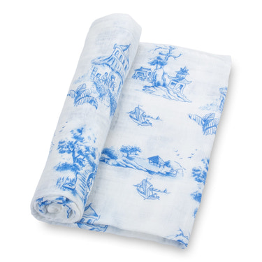 Chinoiserie Baby Muslin Swaddle Blanket - MOOGCO Baby
