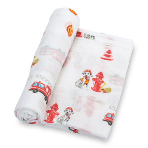 Fireman Baby Muslin Swaddle Blanket