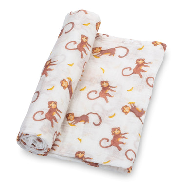 Monkey Around Baby Muslin Swaddle Blanket - MOOGCO Baby