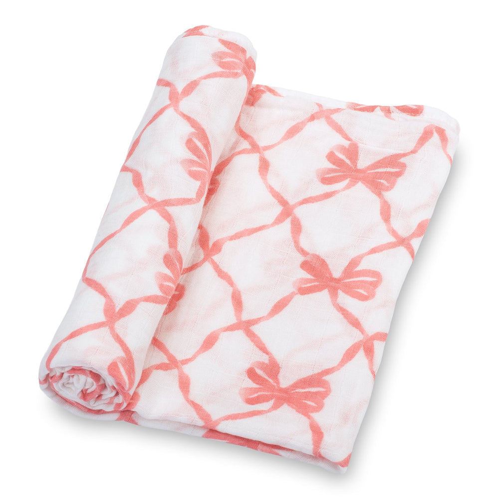 Beautiful Bows Baby Muslin Swaddle Blanket