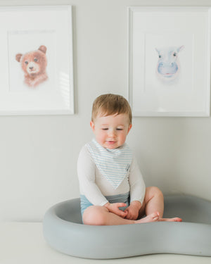 Sky Blue Stripe Organic Bandana Bib