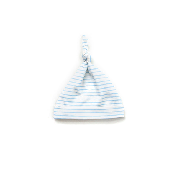 Sky Blue Stripe Organic Top Knot Hat