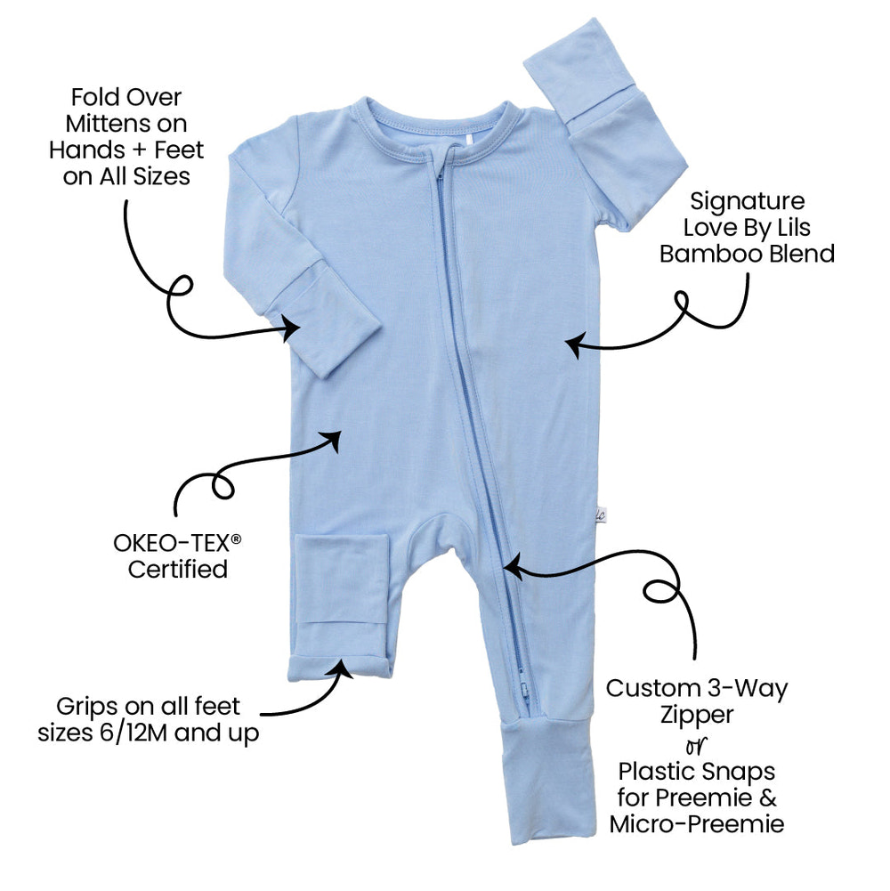 Lillian Trisomy 18 Blue Bamboo Convertible Footie (2T-4T)