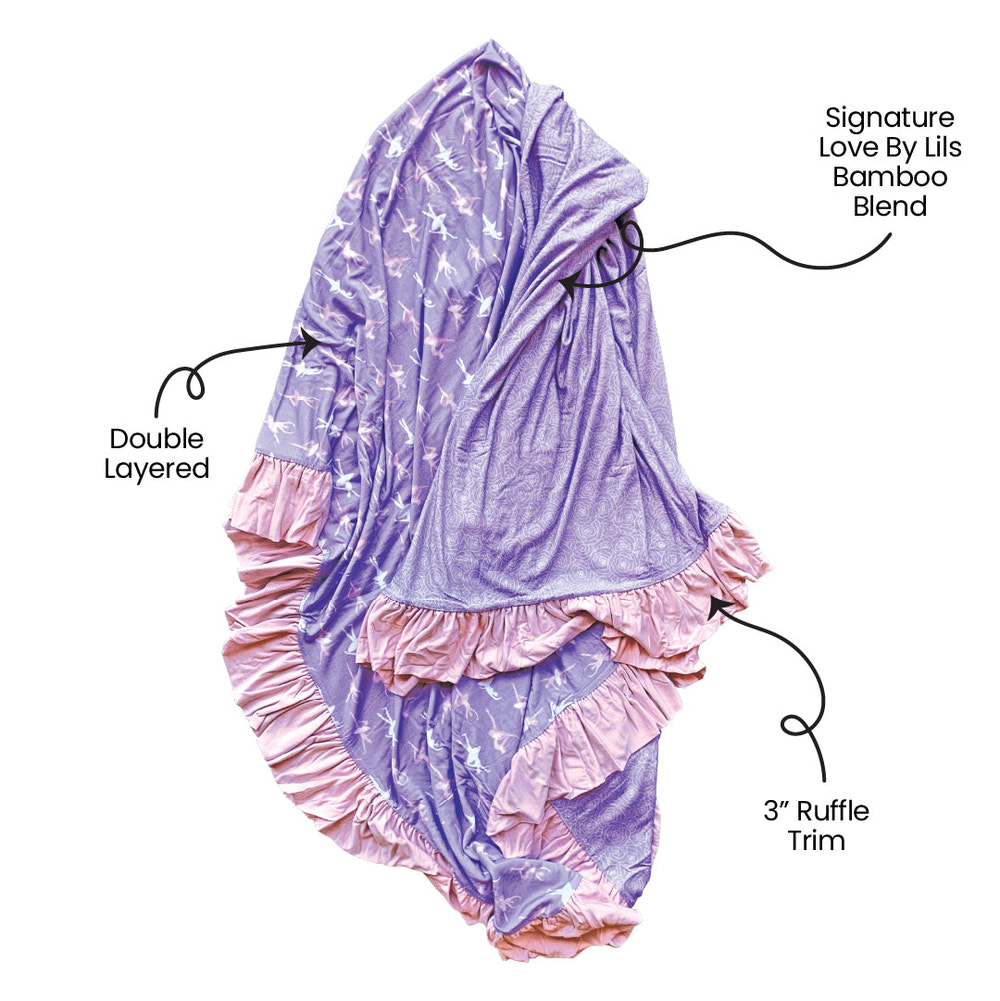 Lillian Ballerinas Bamboo Ruffle Toddler Blanket - MOOGCO Baby