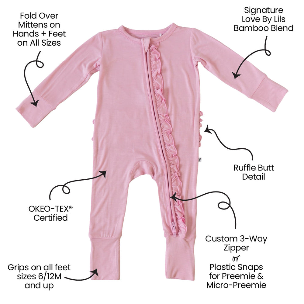 Lillian Pink Bamboo Ruffle Convertible Footie (2T-4T)