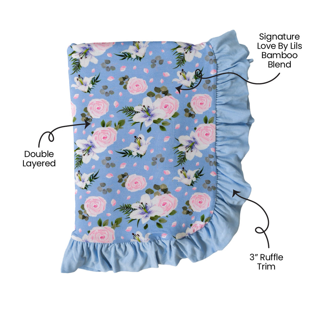 Lillian Bamboo Ruffle Toddler Blanket - MOOGCO Baby