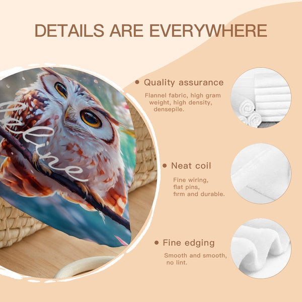 Personalized Owl Round Blanket – Custom Throw Gift