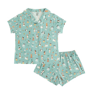 Puppy Egg Hunt (Women's Short Sleeve PJ) - Aquamarine