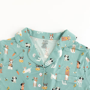 Puppy Egg Hunt (Women's Short Sleeve PJ) - Aquamarine