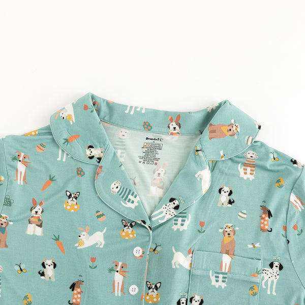 Puppy Egg Hunt (Women's Short Sleeve PJ) - Aquamarine