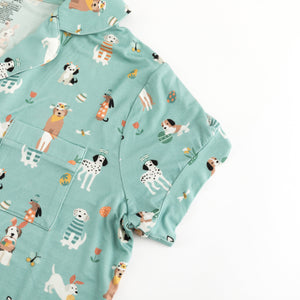 Puppy Egg Hunt (Women's Short Sleeve PJ) - Aquamarine