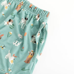 Puppy Egg Hunt (Women's Short Sleeve PJ) - Aquamarine