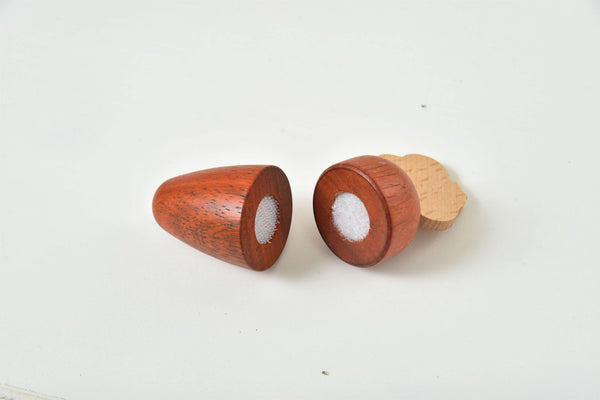 Wooden play food sets for kids' kitchen, perfect for indoor imaginative play and learning.