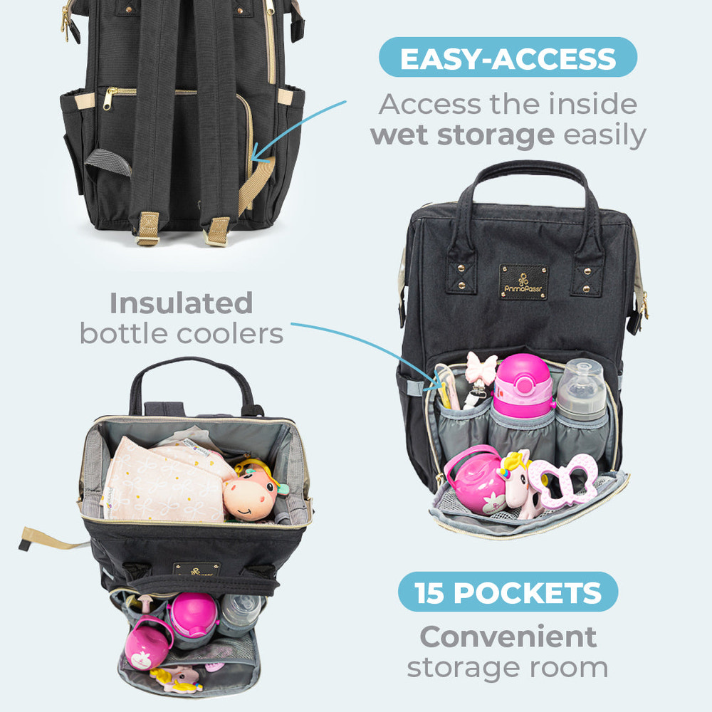 Primo Passi - Backpack, Lucca Diaper Bag, Black