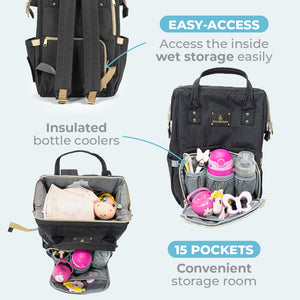 Primo Passi - Backpack, Lucca Diaper Bag, Black