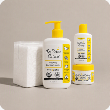 La Petite Creme Organic French Diaper Care Gift Set with 50 Disposable Pads
