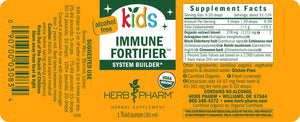 Herb Pharm Kids Immune Fortifier liquid herbal extract for daily immune support, 1 oz bottle, angle view.