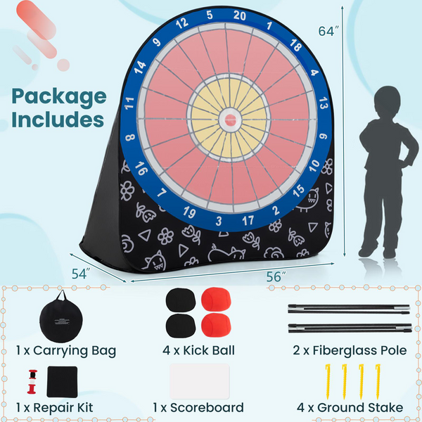 Large Dart Board for Kids with 4 Kick Balls - Weather-Resistant