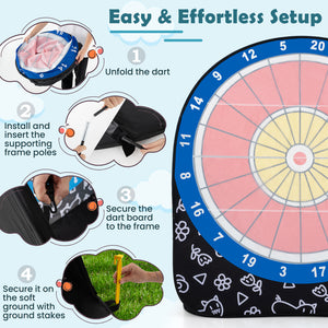 Large Dart Board for Kids with 4 Kick Balls - Weather-Resistant