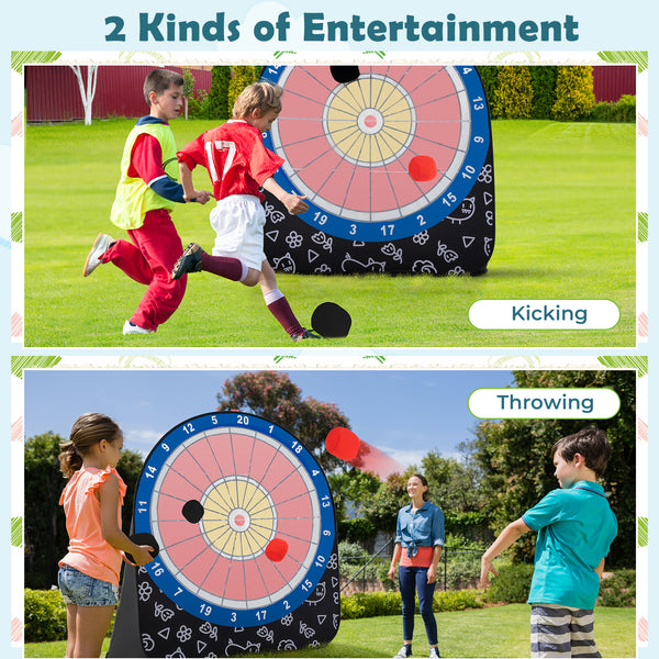 Large Dart Board for Kids with 4 Kick Balls - Weather-Resistant