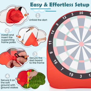 Large Dart Board for Kids with 4 Kick Balls - Weather-Resistant