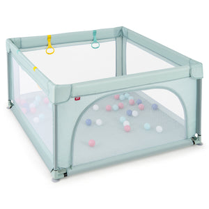 Large Safety Play Center Yard with 50 colorful balls for infants, perfect for safe play and feeding activities.
