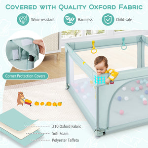 Large Safety Play Center Yard with 50 colorful balls for infants, perfect for safe play and feeding activities.