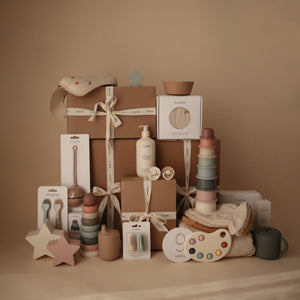 Everyday Play Gift Set for babies, showcasing toys and essentials at an angle, valued at $48.