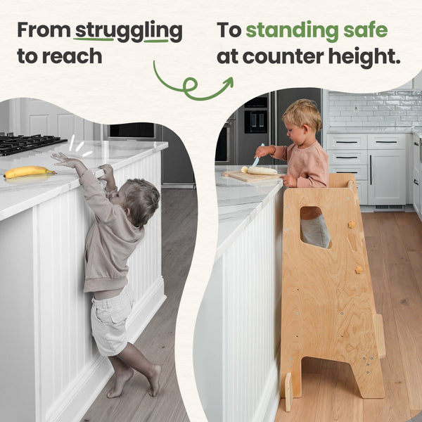 Montessori Toddler Tower Adjustable Kitchen Stool Helper