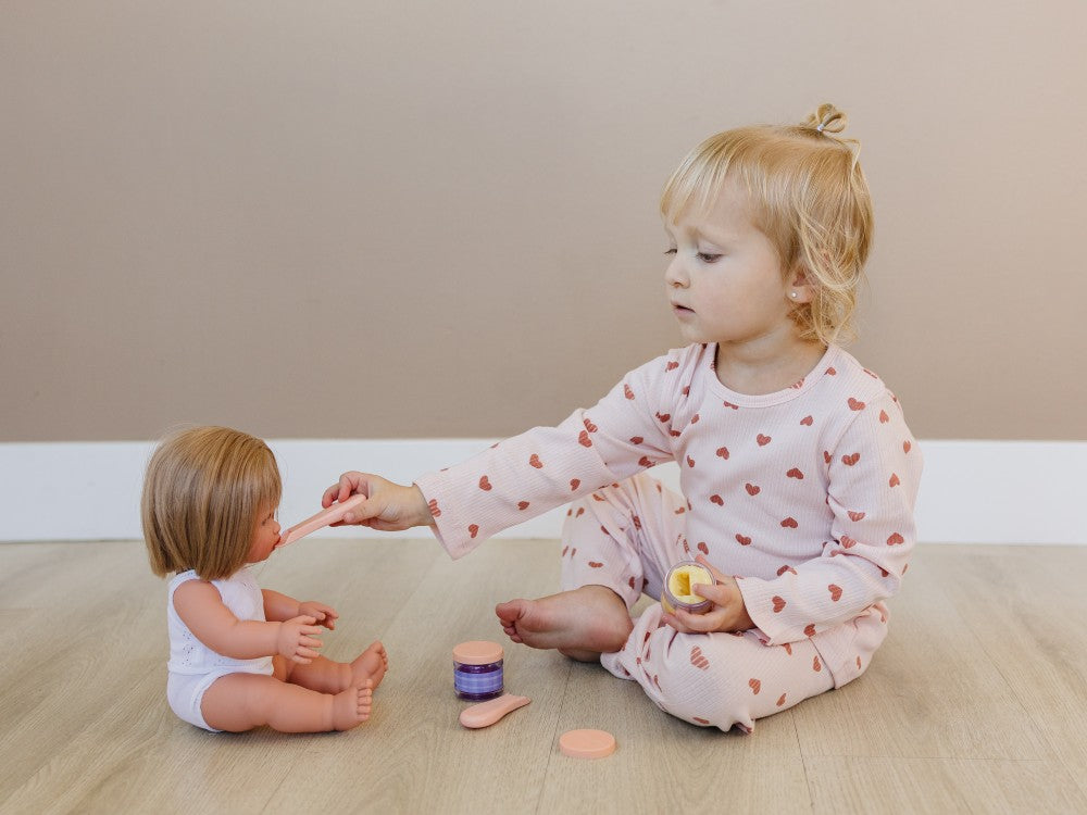 Leni & Romi | Kids Ribbed Cotton Set - Dreamy Mauve Hearts