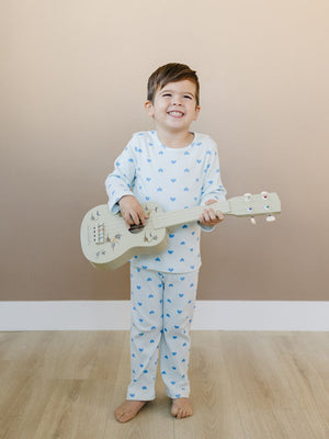 Leni & Romi | Kids Ribbed Cotton Set - Skydream Blue Hearts