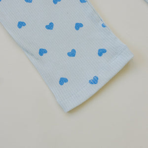 Leni & Romi | Kids Ribbed Cotton Set - Skydream Blue Hearts