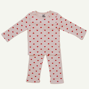Leni & Romi | Kids Ribbed Cotton Set - Valentine Rose Hearts