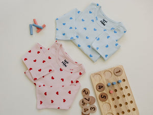 Leni & Romi | Kids Ribbed Cotton Set - Valentine Rose Hearts