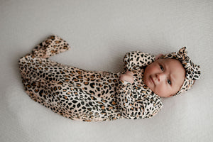 Leopard Knotted Newborn Baby Gown