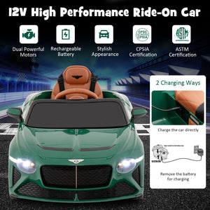 12V Bentley Bacalar kids ride-on car in angle 8, perfect toy for young racers and outdoor fun.