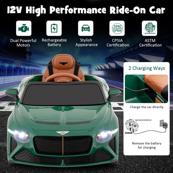 12V Bentley Bacalar kids ride-on car in angle 8, perfect toy for young racers and outdoor fun.