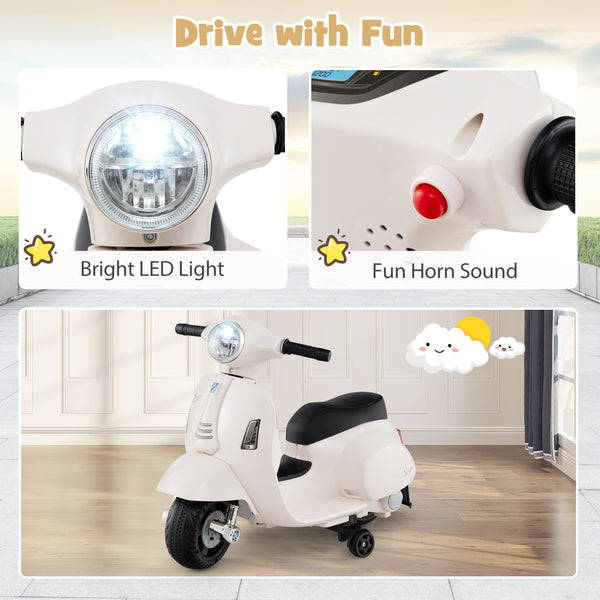 Kids Ride on Motorcycle Licensed Vespa with LED Headlight and Horn Sound