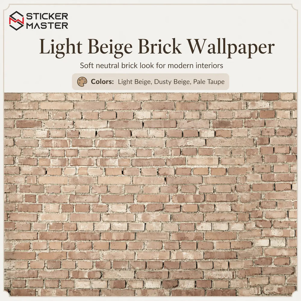 Light Beige Brick Wallpaper / Realistic 3D Brick Wall Mural by Sticker Master