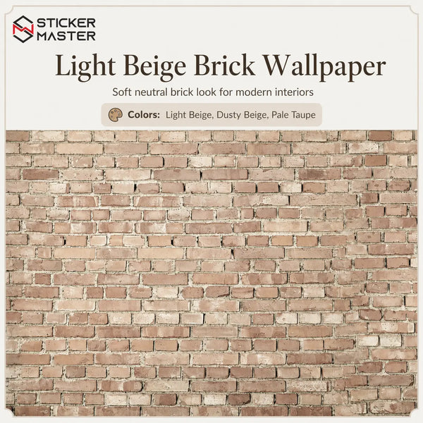 Light Beige Brick Wallpaper / Realistic 3D Brick Wall Mural by Sticker Master