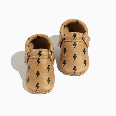 Weathered Brown Lightning Moccasin Baby Shoe