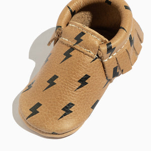 Weathered Brown Lightning Moccasin Baby Shoe