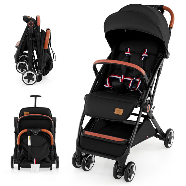 Lightweight aluminium frame baby stroller with net, angled view showcasing design and features.