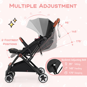 Lightweight aluminium frame baby stroller with net, angled view, perfect for travel and outdoor use.