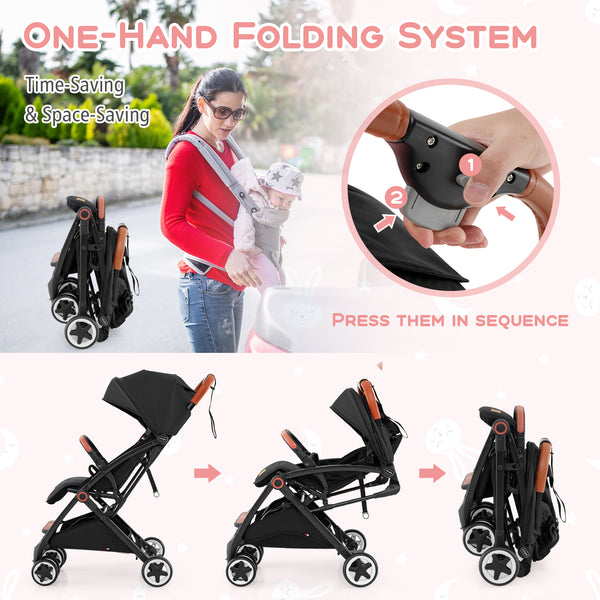 Lightweight aluminium frame baby stroller with net, angled view showcasing design and functionality.