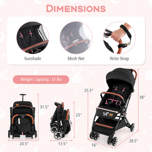 Lightweight aluminium frame baby stroller with net, angled view, perfect for travel and outdoor use.