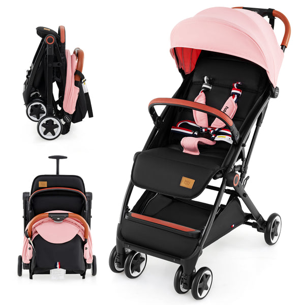 Lightweight aluminium frame baby stroller with net, angled view showcasing design and features.